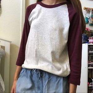 maroon baseball tee